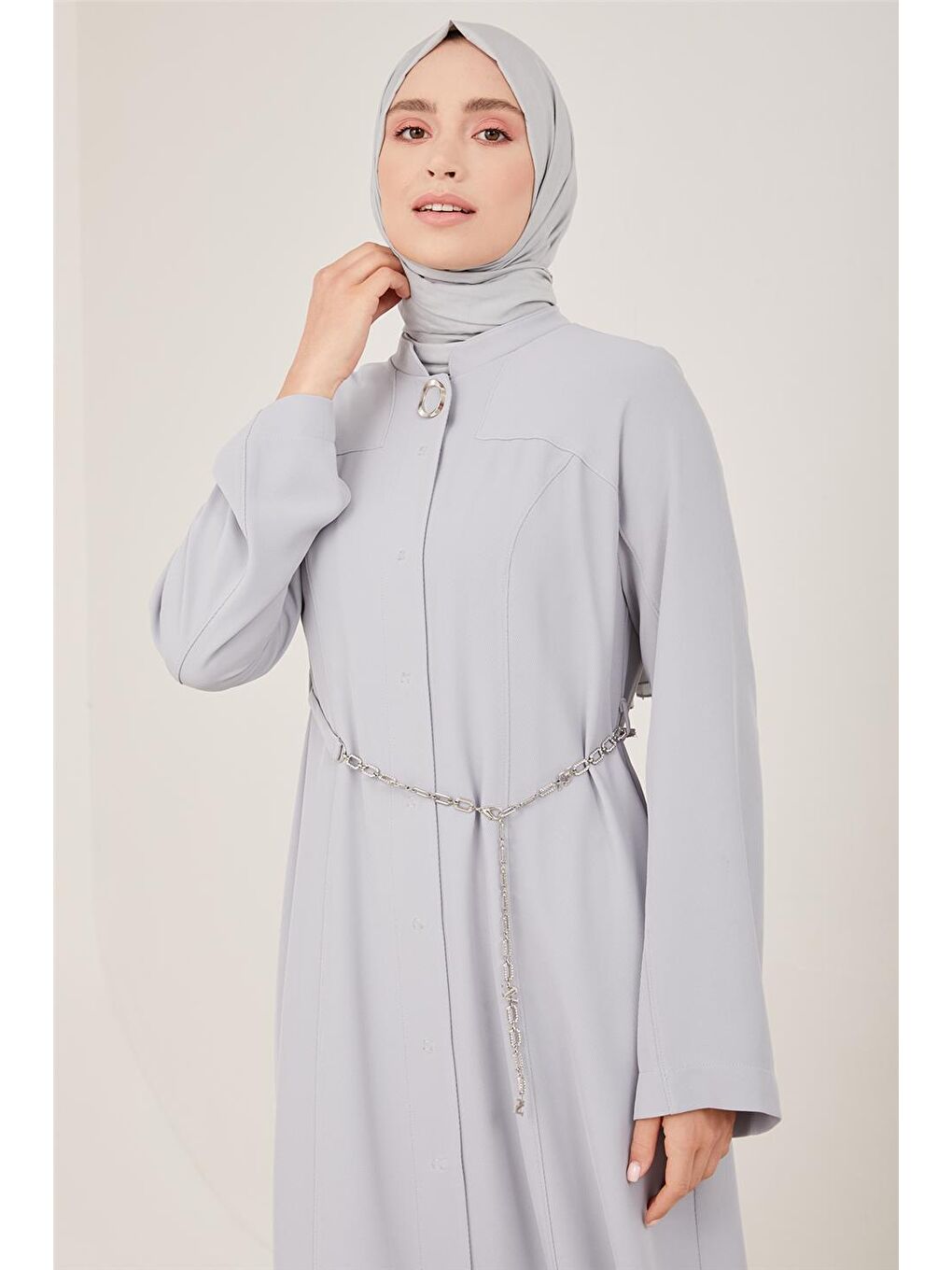 Gri Logolu Kemerli Kup Detaylı Pardesü 23Y8309-3