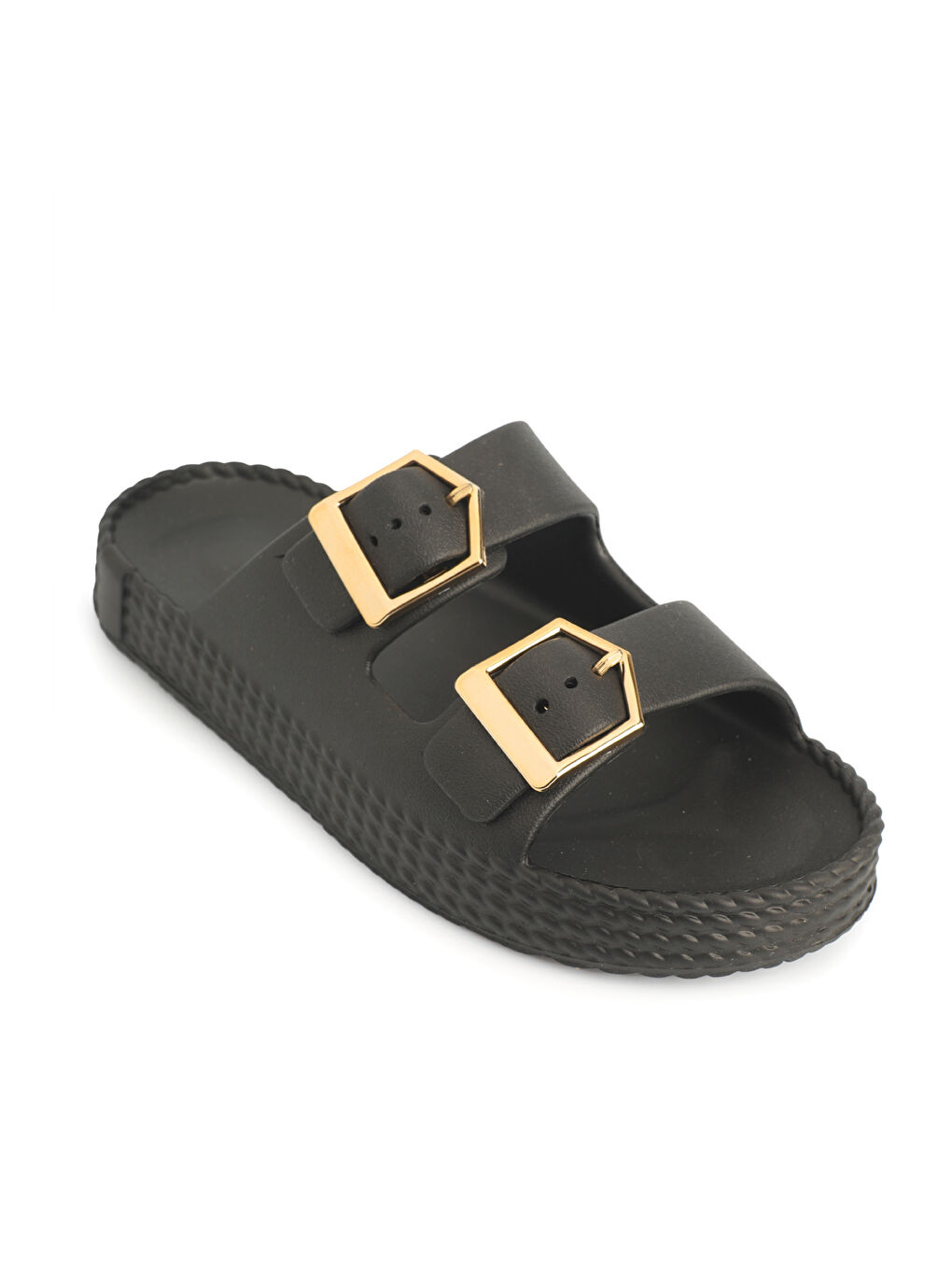 Siyah Jolyn Eva Çift Tokalı Kadın Terlik