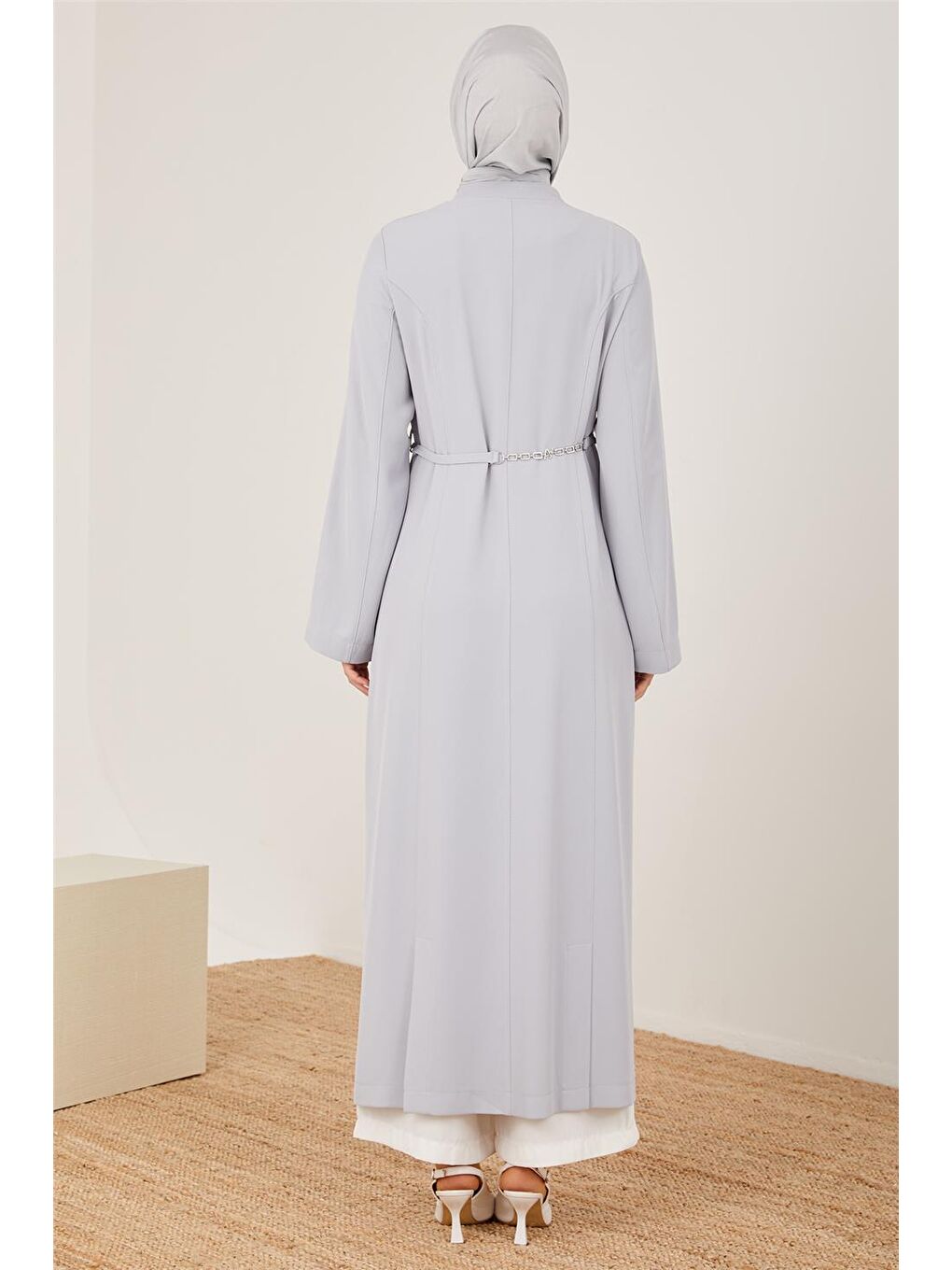 Gri Logolu Kemerli Kup Detaylı Pardesü 23Y8309-4
