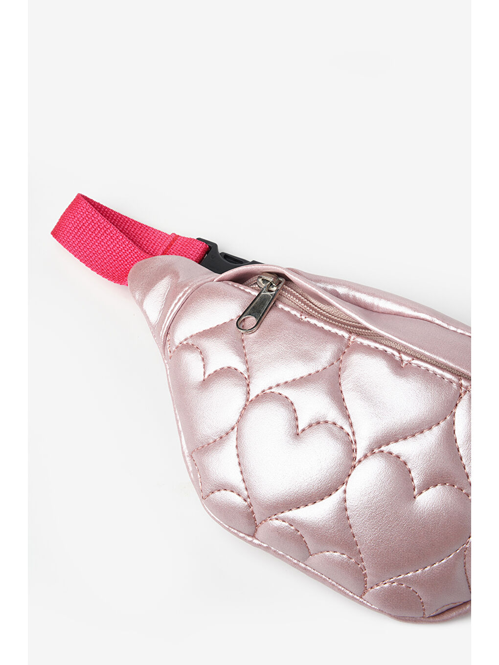 Pembe Pudra Kalp Desenli Kız Çocuk Bel Çantası-1