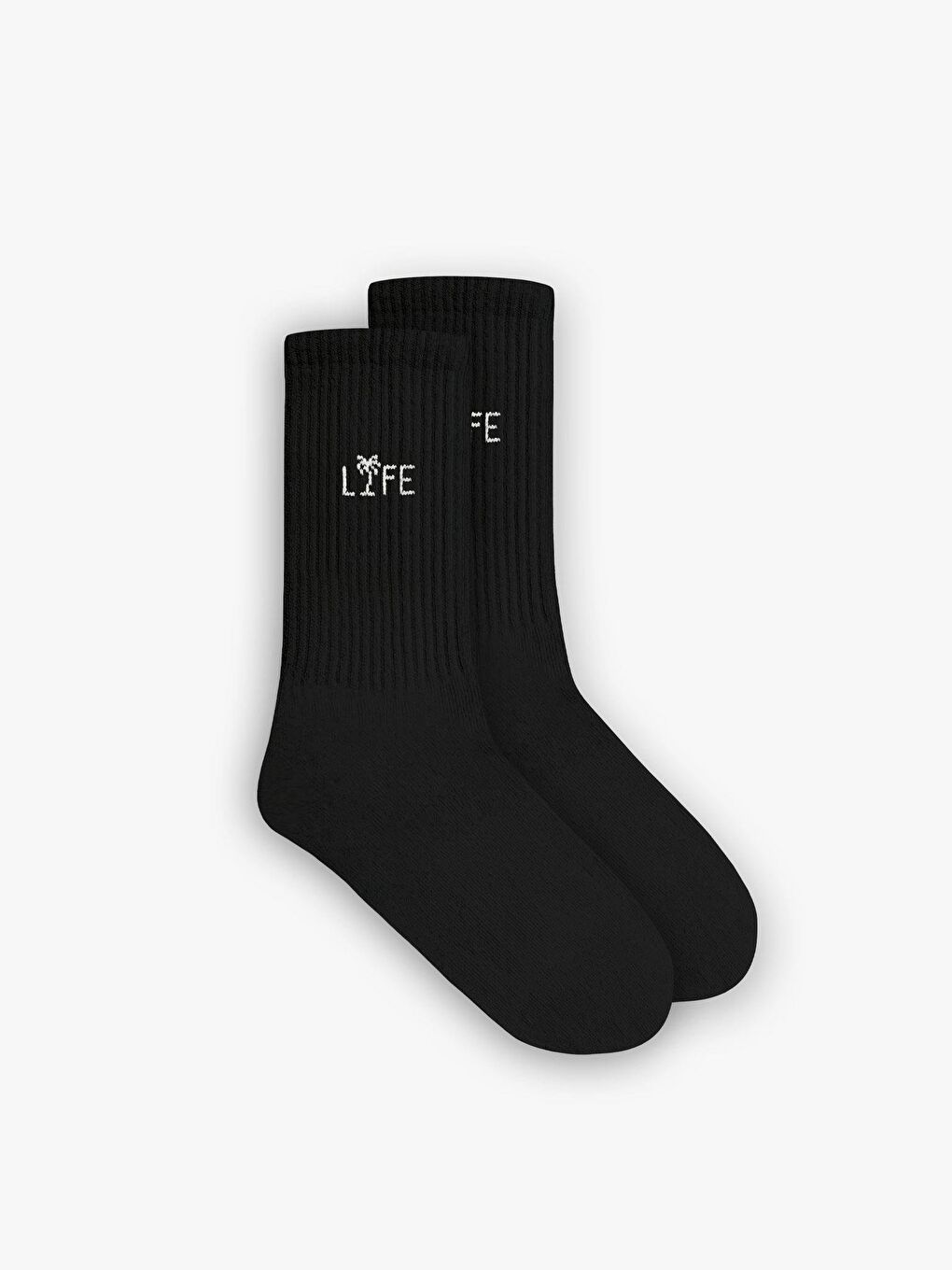 ablukaonline Erkek Unisex Life Baskılı Uzun Kolej Tenis Çorap Siyah