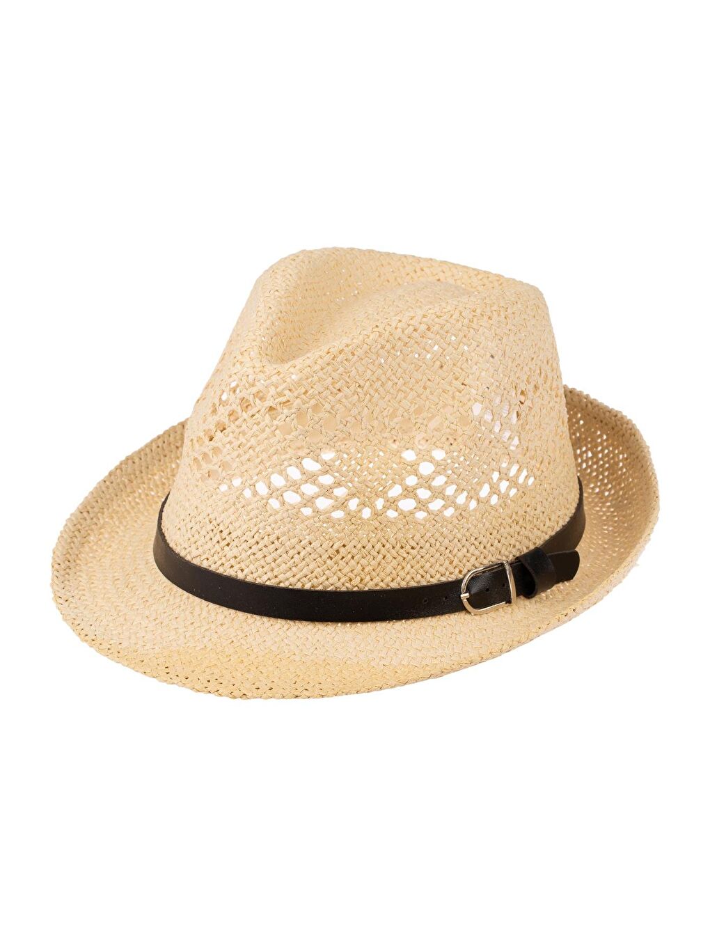 Erkek Kemer Detaylı Hasır Fötr Şapka Y24750-09 Bej