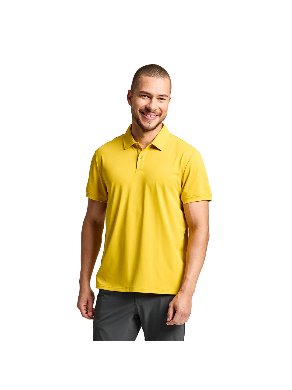 Tech Pique Polo Ss Erkek Sarı Tişört-2