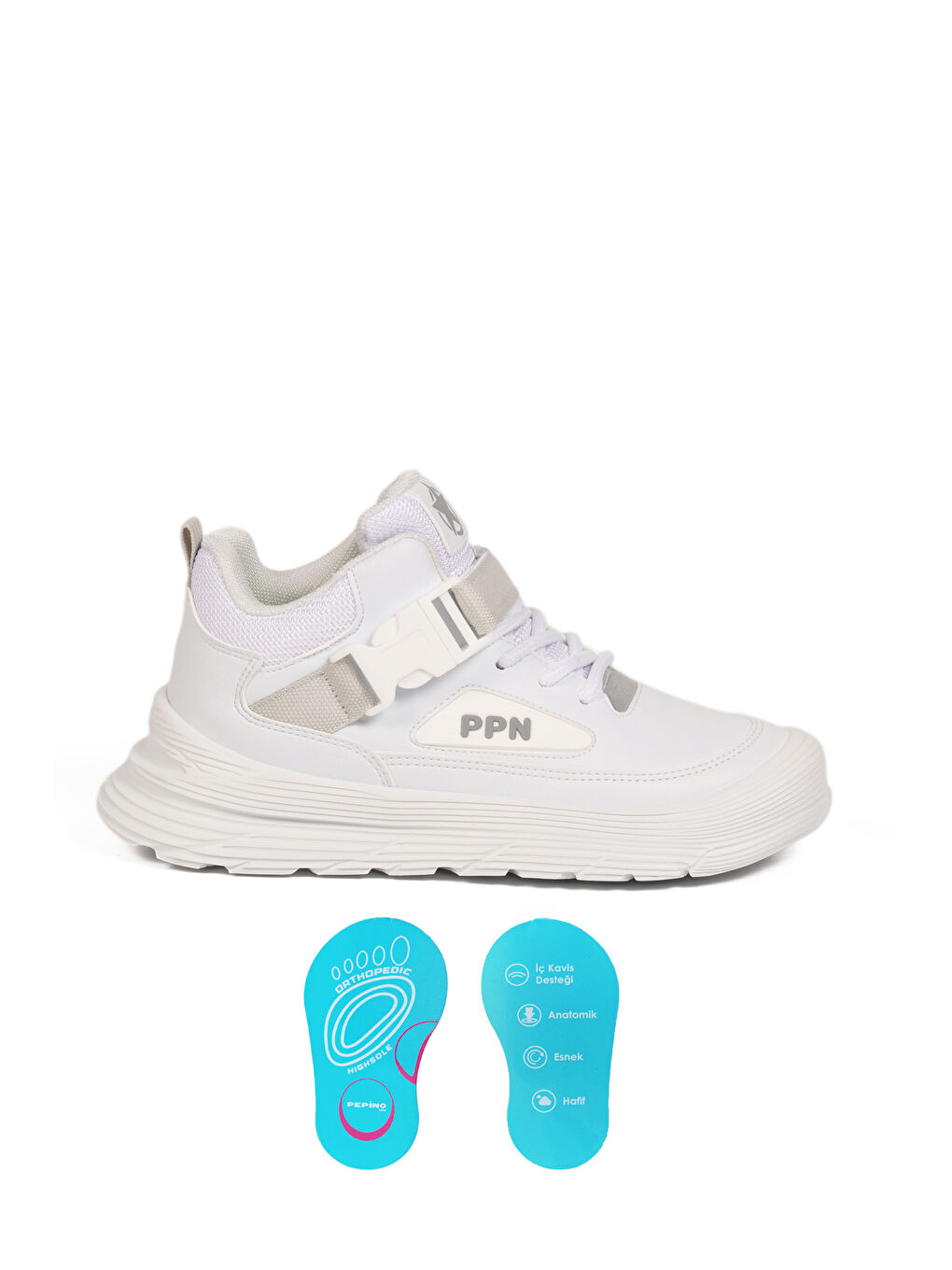 Beyaz Cırtlı Ortopedik Bilek Boy Erkek Çocuk Bot 2036 F-1