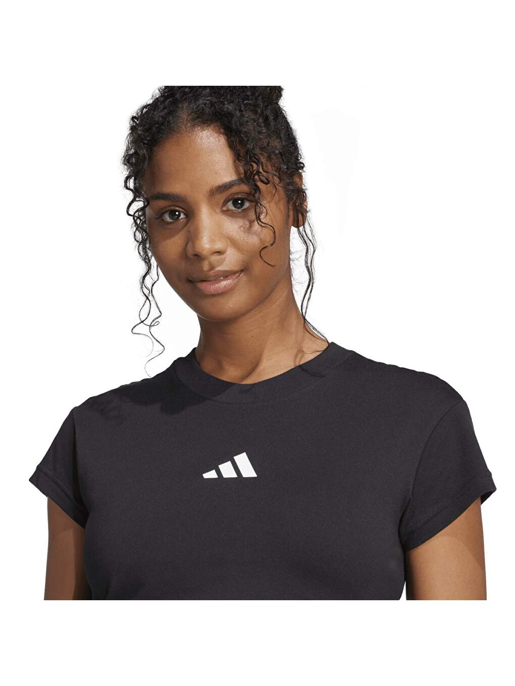 FI Small Logo Bb Kadın Siyah Yuvarlak Yaka Tişört-2