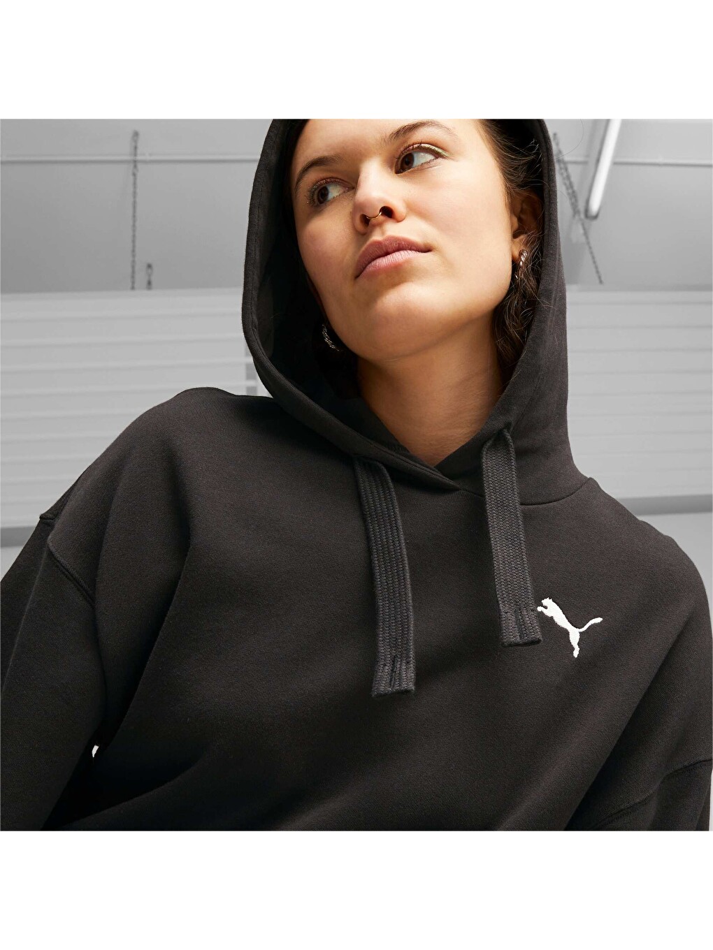 Siyah HER Kadın Kapüşonlu SWEATSHIRT-3