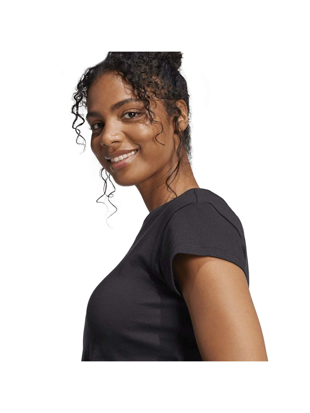 FI Small Logo Bb Kadın Siyah Yuvarlak Yaka Tişört-3