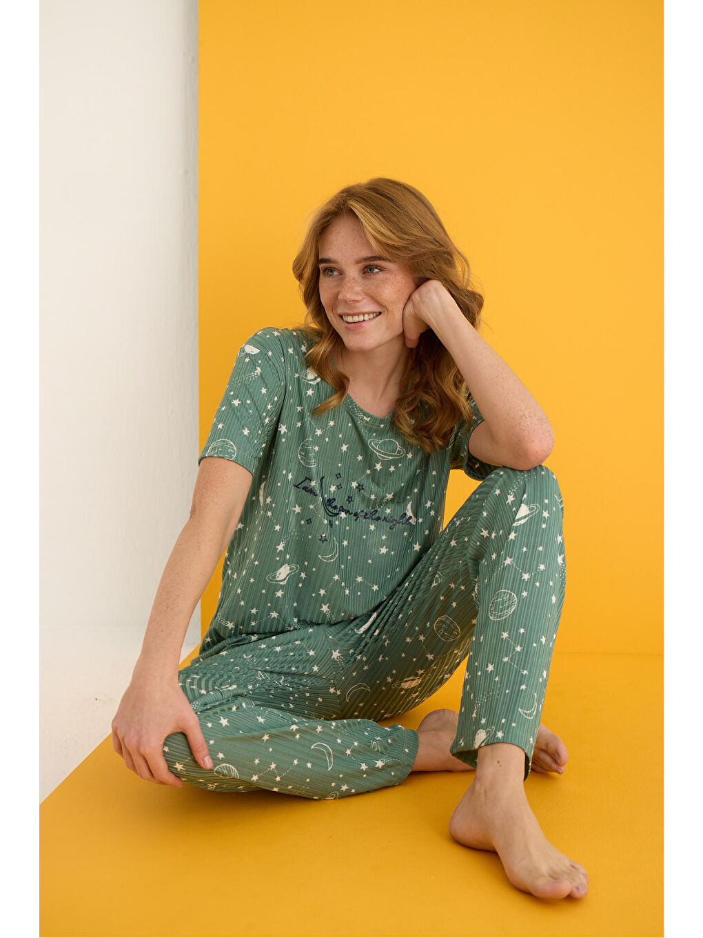 Yeşil Zincir Pijama Takımı 7021-4