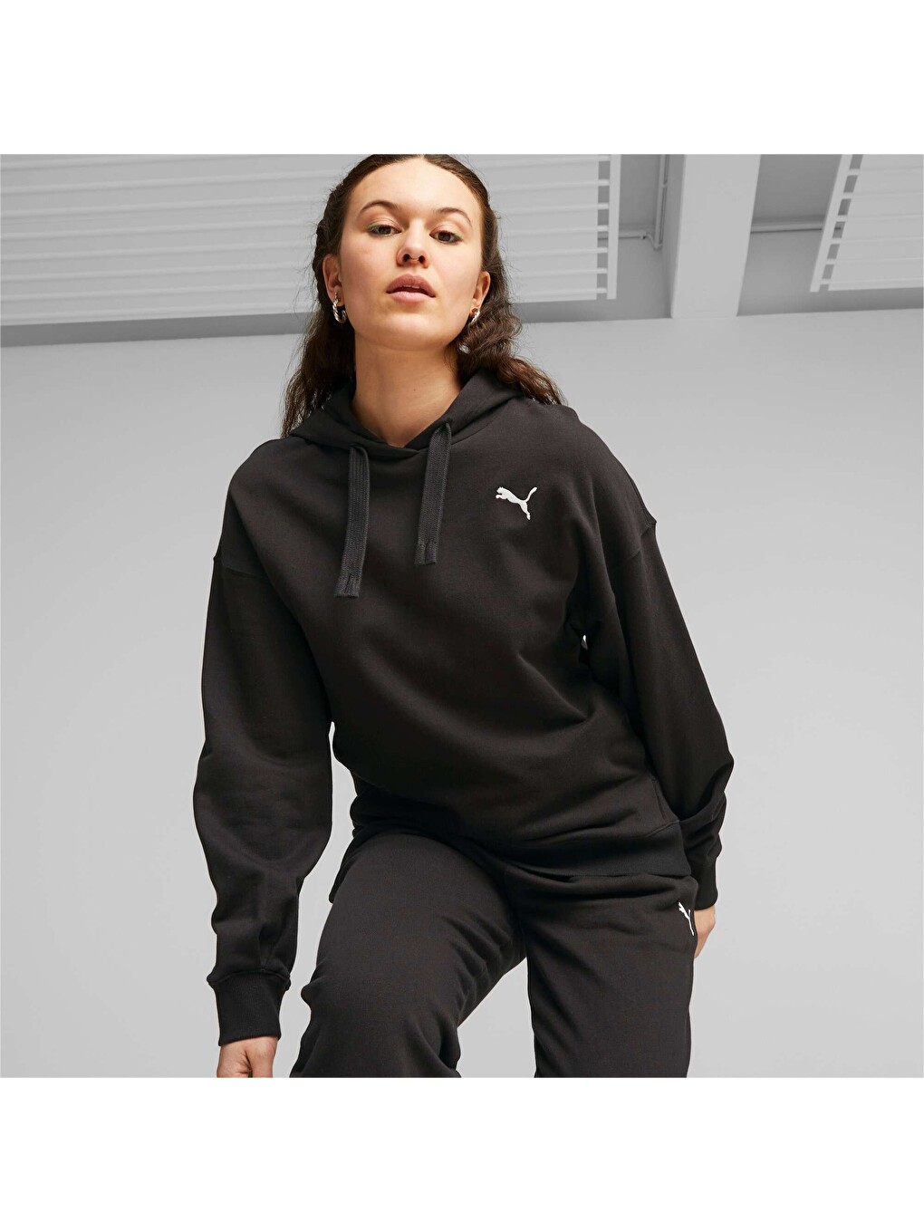 Siyah HER Kadın Kapüşonlu SWEATSHIRT-6