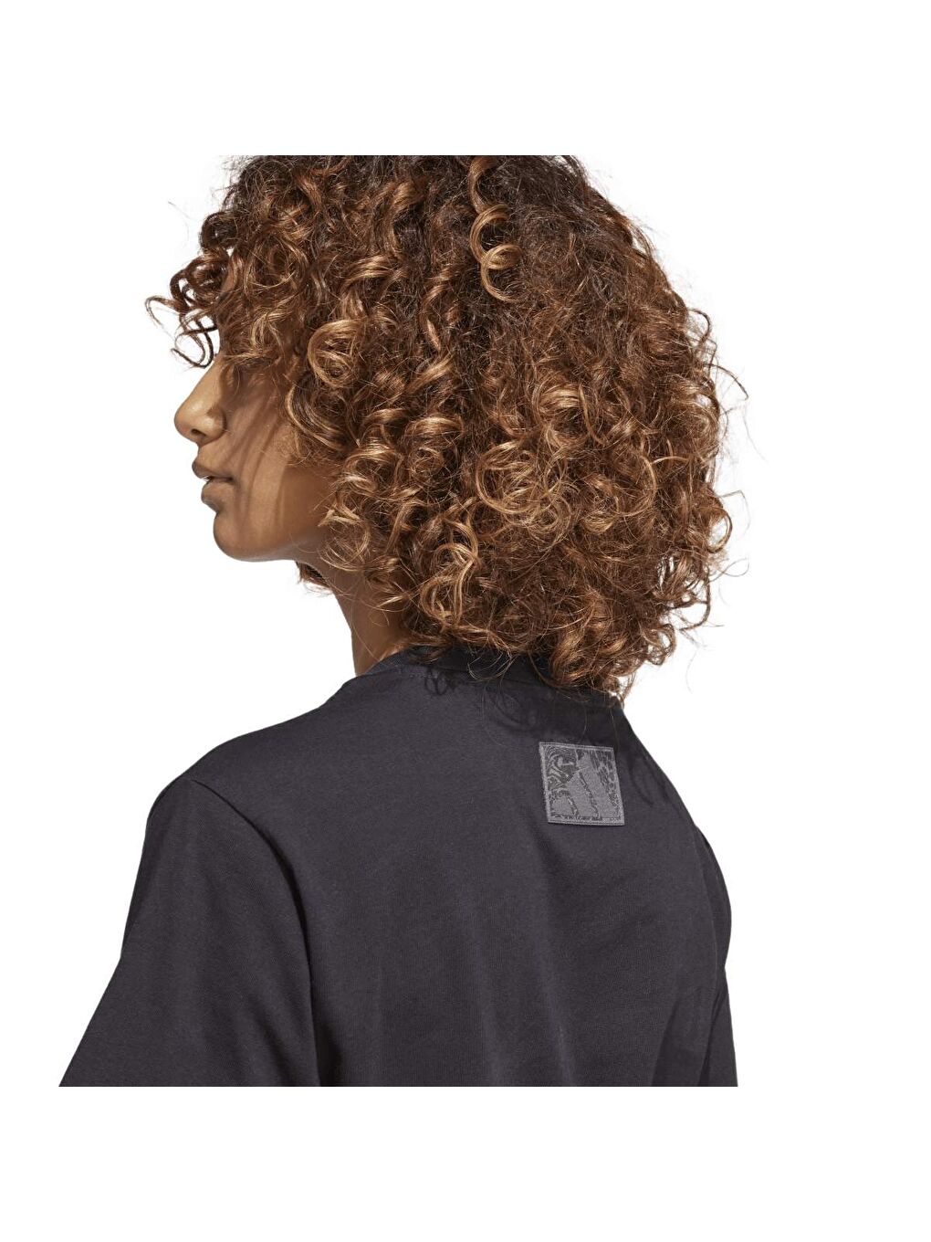 Camo Graphic Kadın Siyah Yuvarlak Yaka Tişört-3