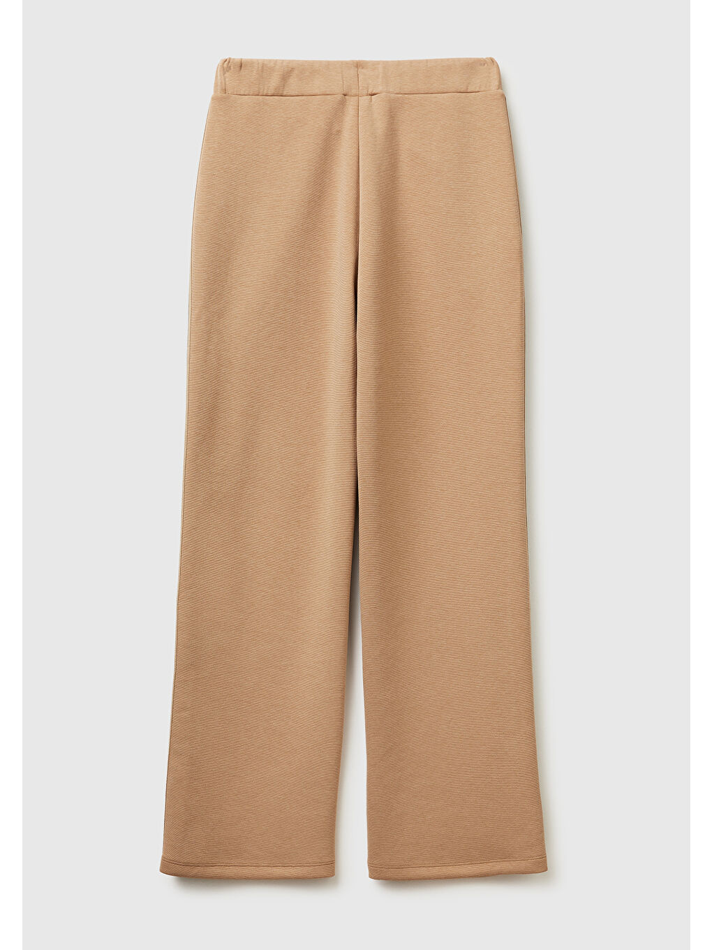 Kadın Bej Pamuk ve Modal Karışımlı Yanları Şeritli Düz Paça Eşofman Altı-1