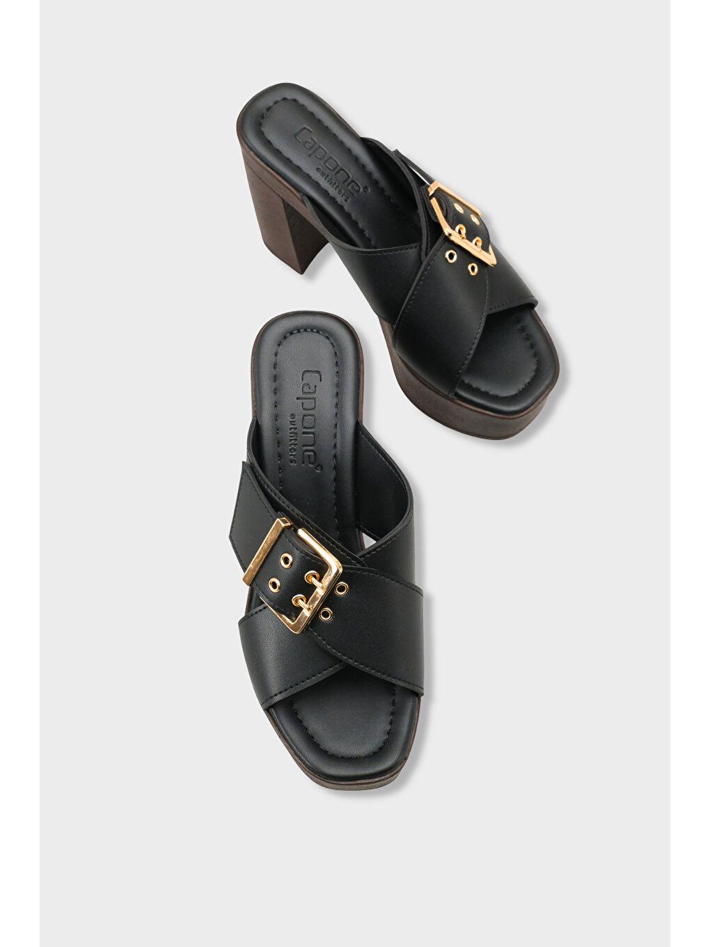 Siyah Marlo Platform Çapraz Bantlı Metal Tokalı Kadın Terlik-5