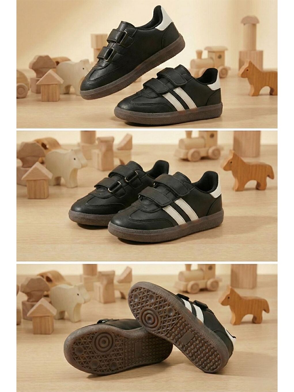 Siyah Smb Bantlı Cırtlı Unisex Retro Stil Çocuk Spor Ayakkabı Konforlu Adımlar Tasarım-3