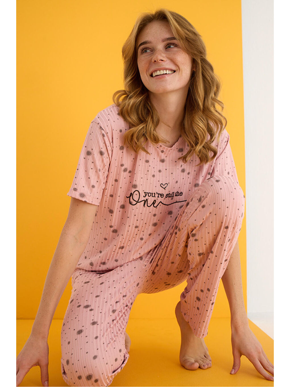 Pembe Zincir Pijama Takımı 7021-1