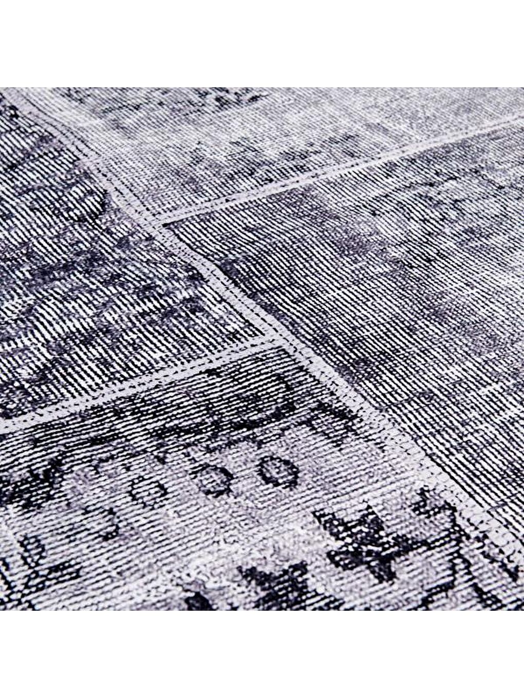 Kadife Patchwork Halı - Gri - 160x230 cm-2