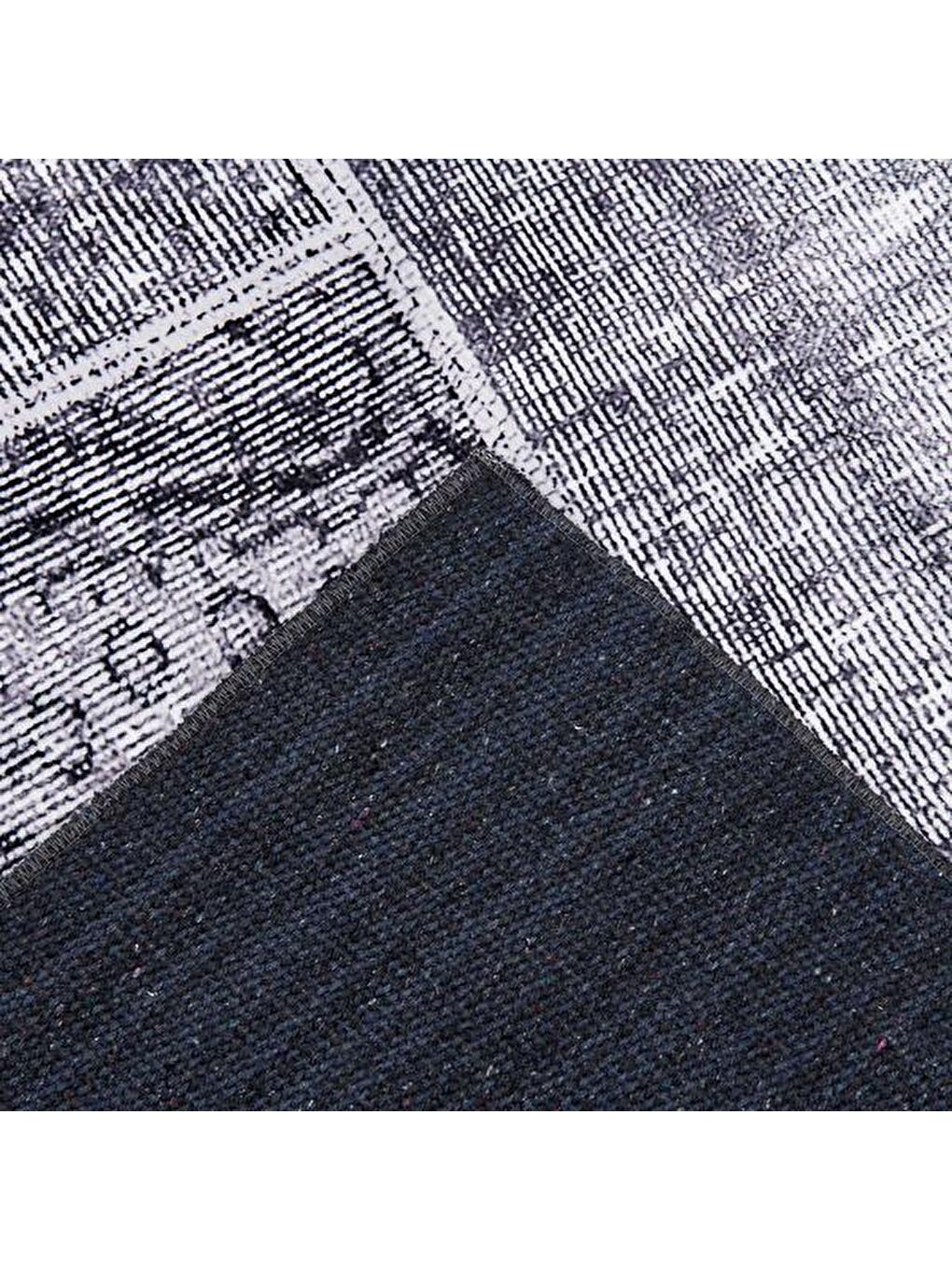 Kadife Patchwork Halı - Gri - 160x230 cm-3