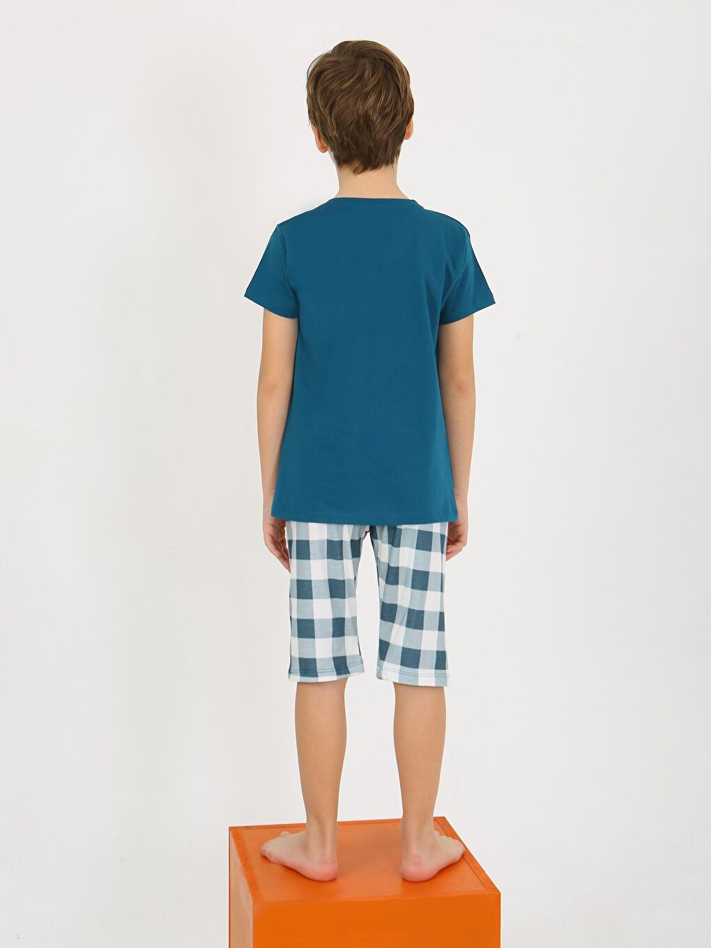 Petrol Erkek Çocuk Kısa Kollu Kapri %100 Pamuklu Pijama Takımı Awesome-1