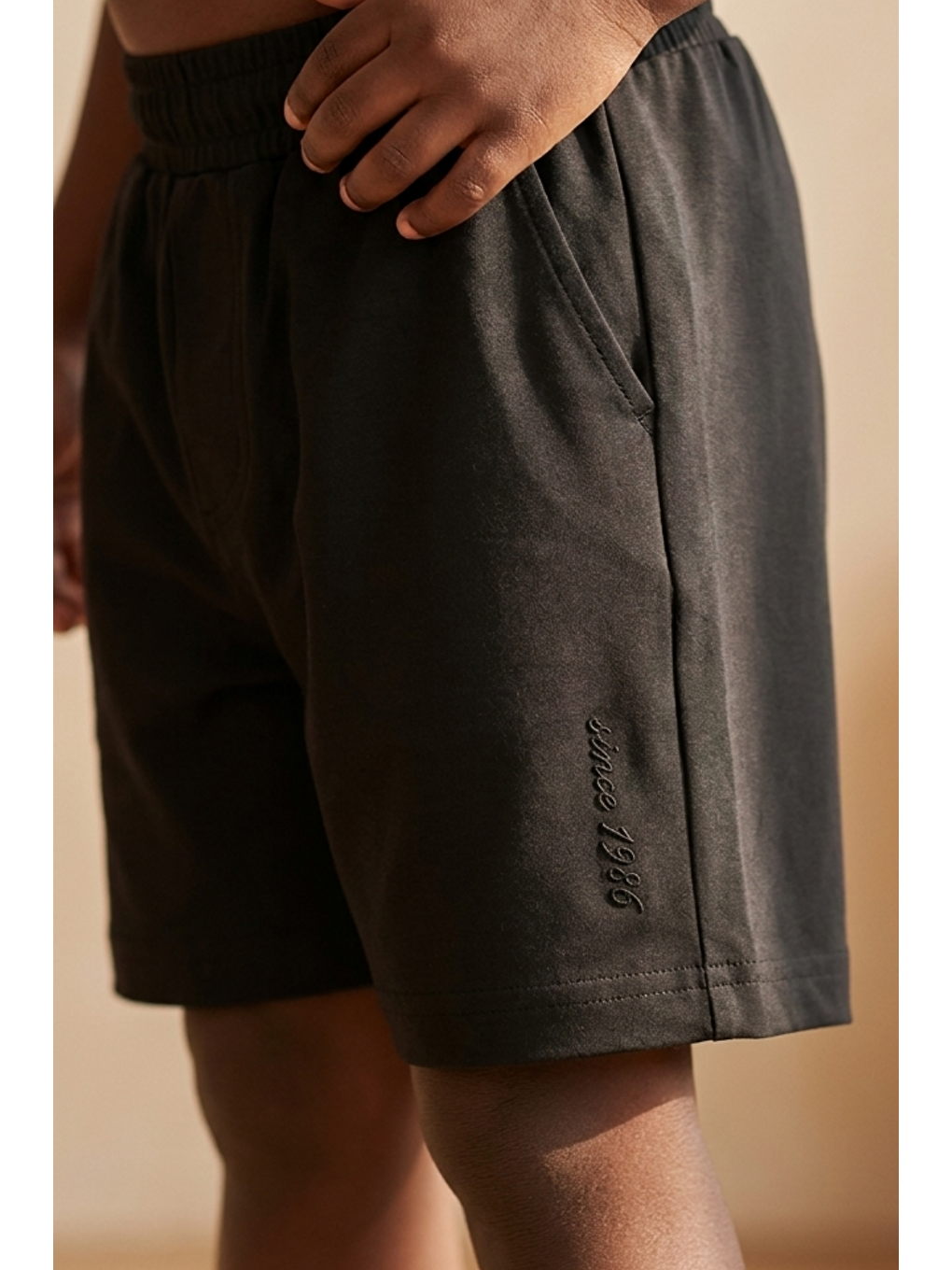 Modal Kumaş Siyah Çocuk Şort-1