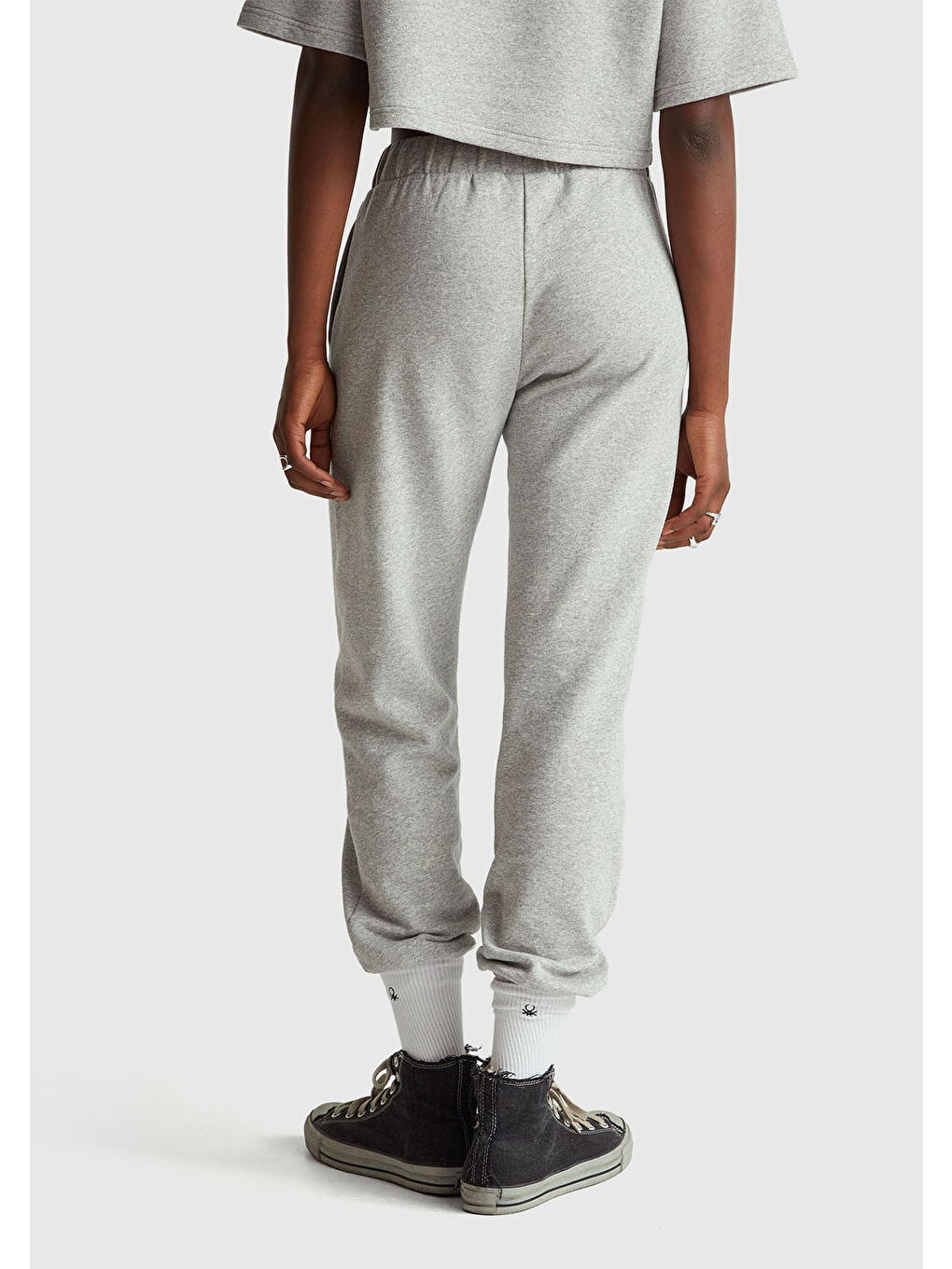 Kadın Gri Melanj  %100 Pamuk Regular Fit Stranger Things Eşofman Altı-1