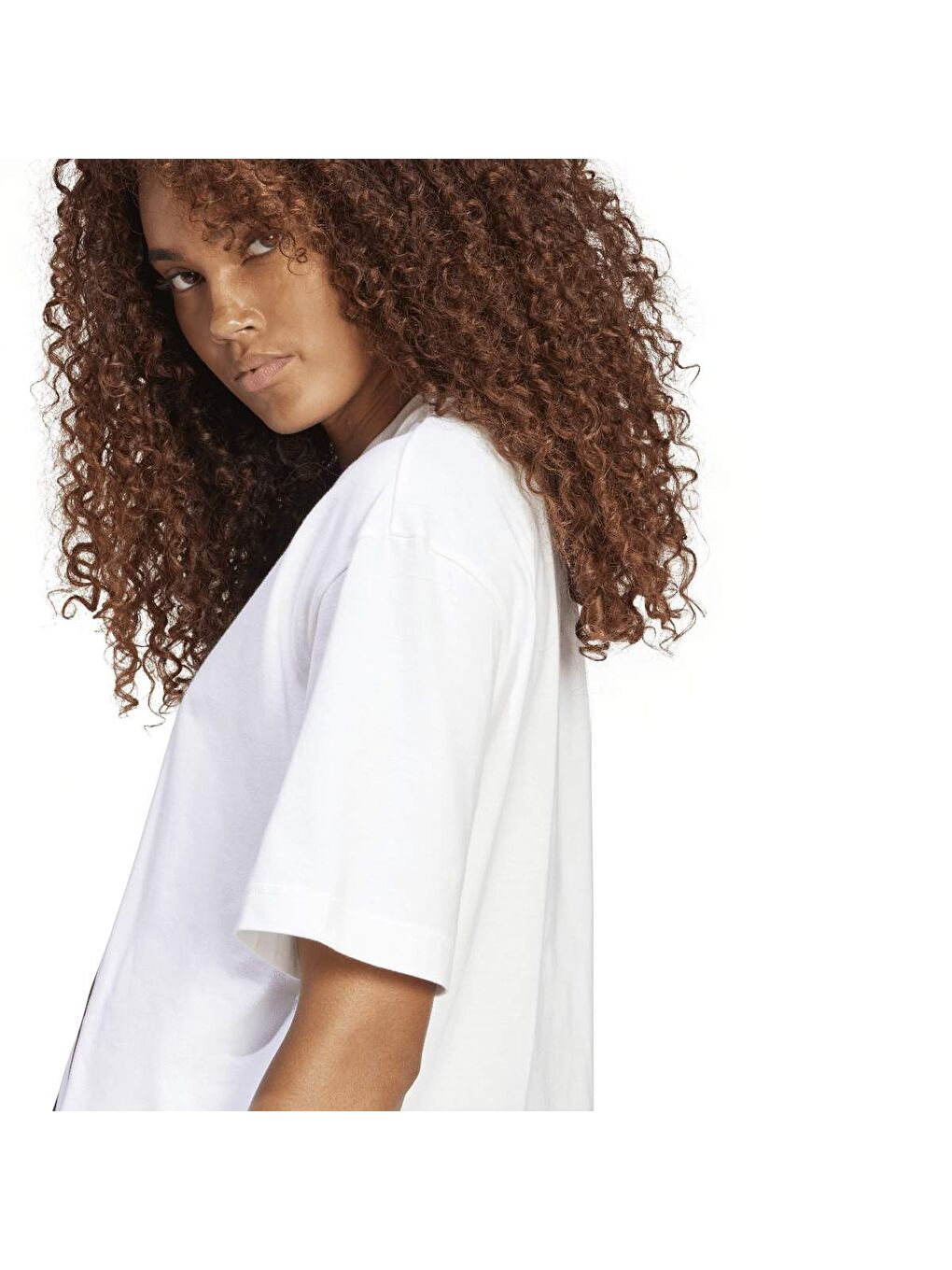 Big Logo Boyfriend Kadın Beyaz Yuvarlak Yaka Tişört-2