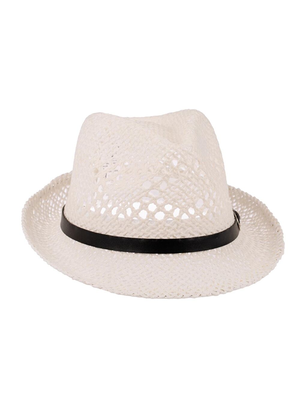 Erkek Kemer Detaylı Hasır Fötr Şapka Y24750-09 Beyaz-2