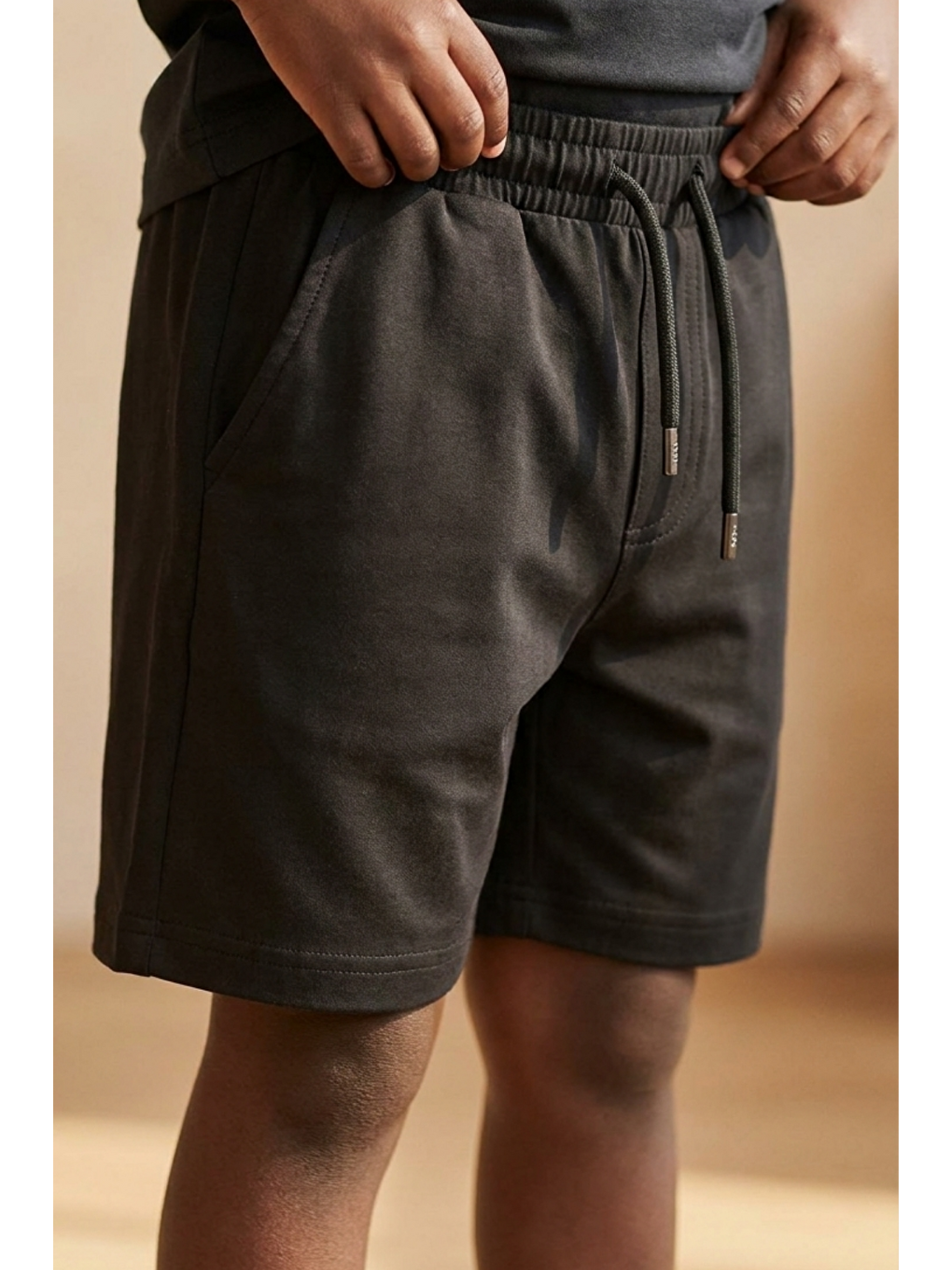 Modal Kumaş Siyah Çocuk Şort-2