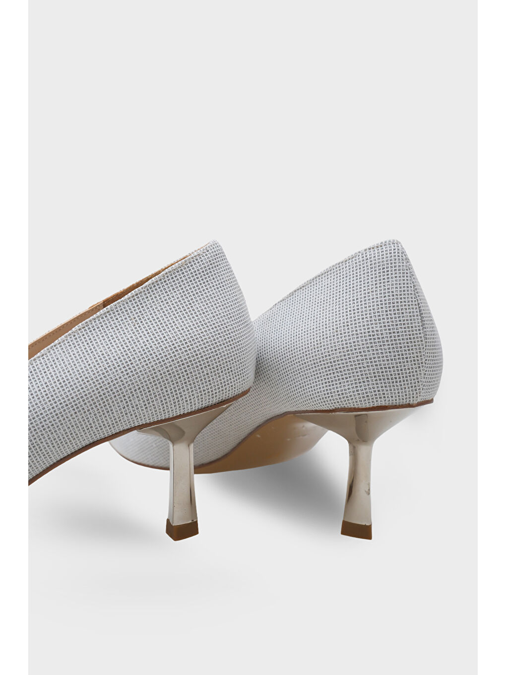 Gri Malinda Orta Topuklu Metal Topuklu Kadın Stiletto-3