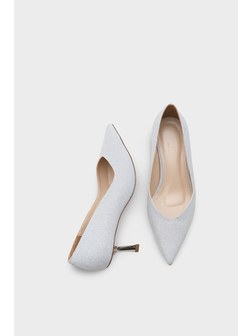 Gri Malinda Orta Topuklu Metal Topuklu Kadın Stiletto-4