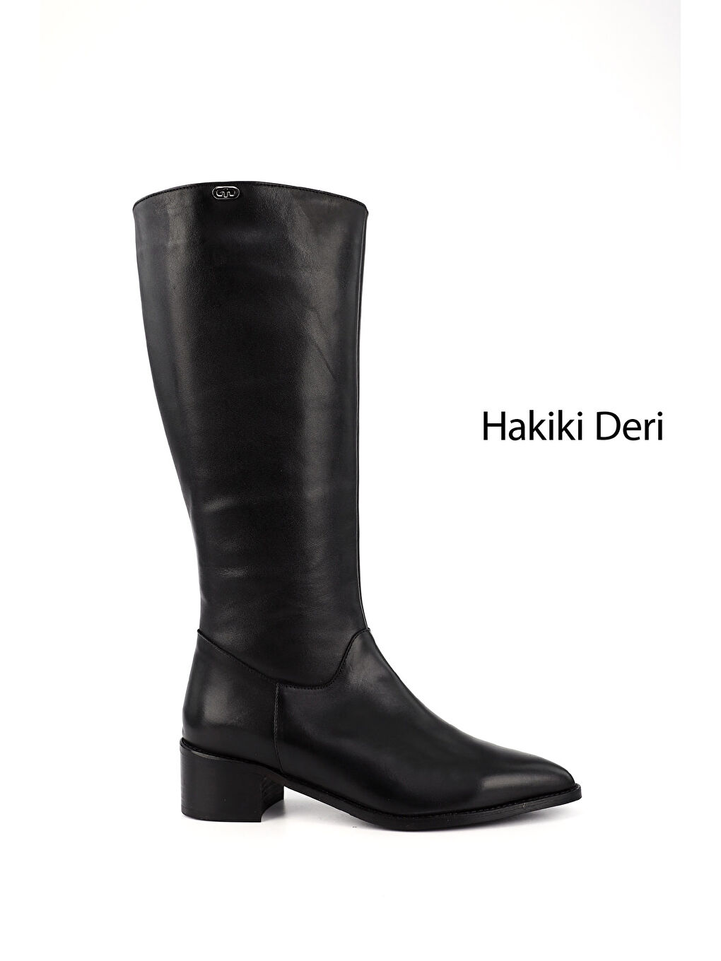 Mor Kadın ZÜMRÜT-SİYAH Sivri Burun Kalın Topuklu Hakiki Deri Çizme