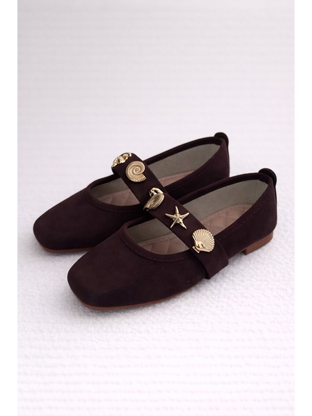 Kahverengi STELLA Deniz Kabuğu Kemerli Babet Günlük Kadın Ayakkabı Mary Jane Ev Babeti