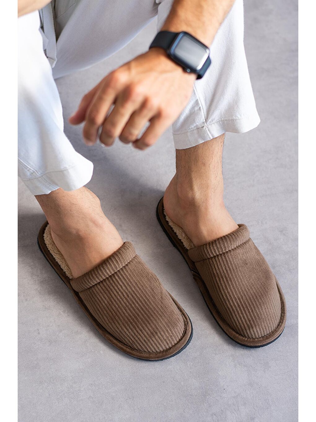 Karışık 3'LÜ PAKET FİTİLLİ DÜZ Erkek Terlik Ev Terliği-4