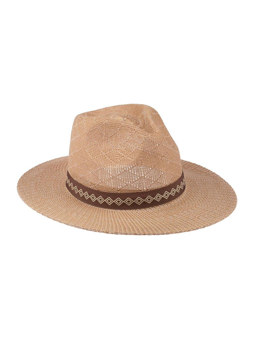 Bej Erkek Merserize Geniş Kenar Fötr Şapka T25750-03 Vizon-2