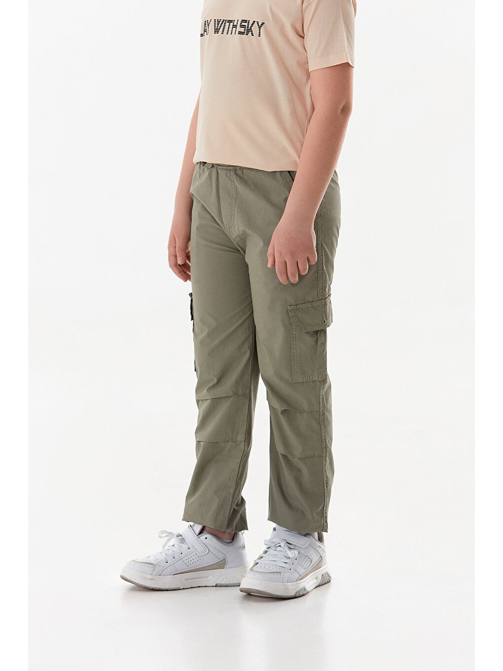 Haki Paraşüt Kumaş Erkek Çocuk Jogger Pantolon-2