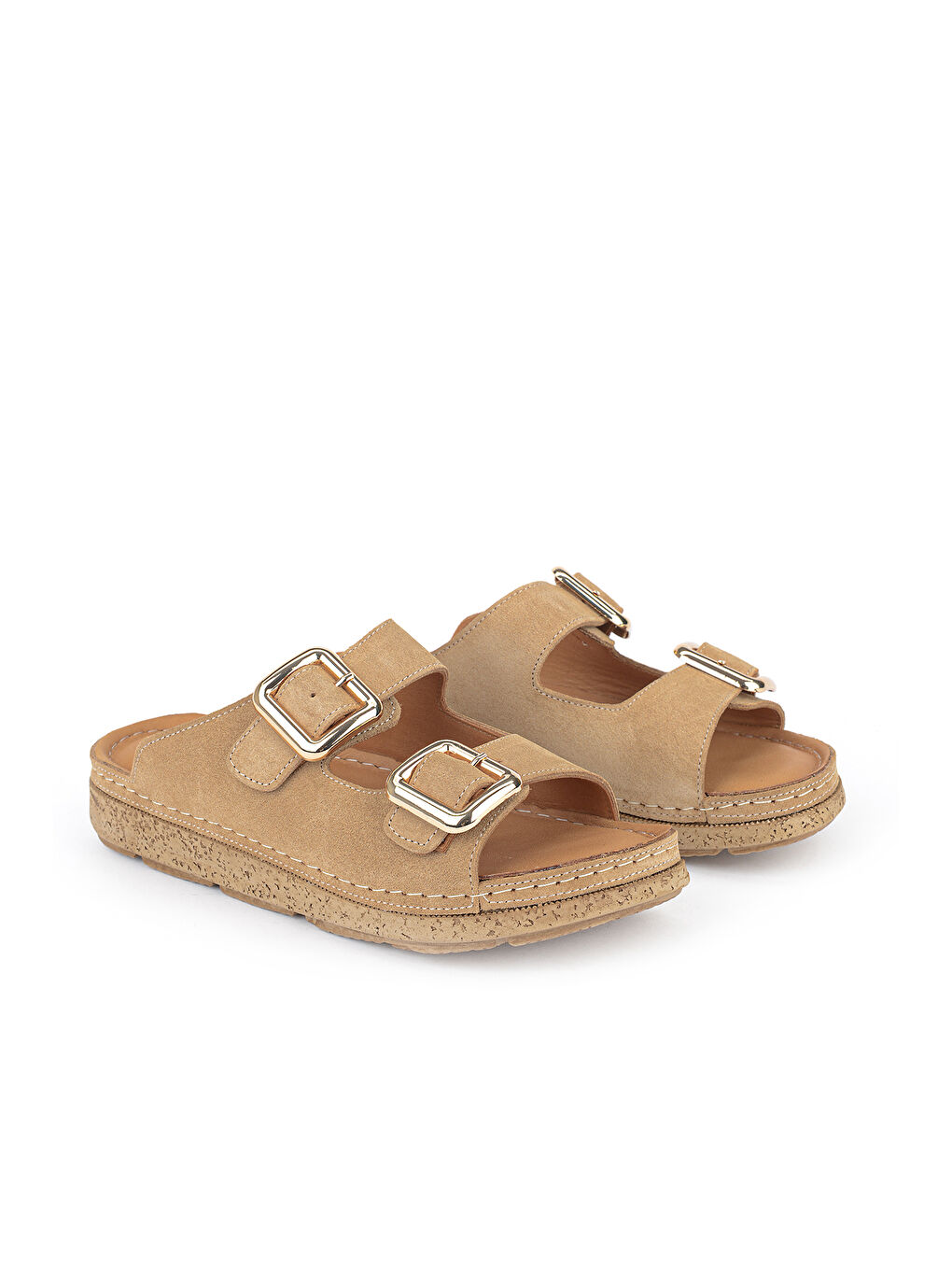 Bej Kadın Hakiki Deri Terlik 1611008ZM200 Ten-1