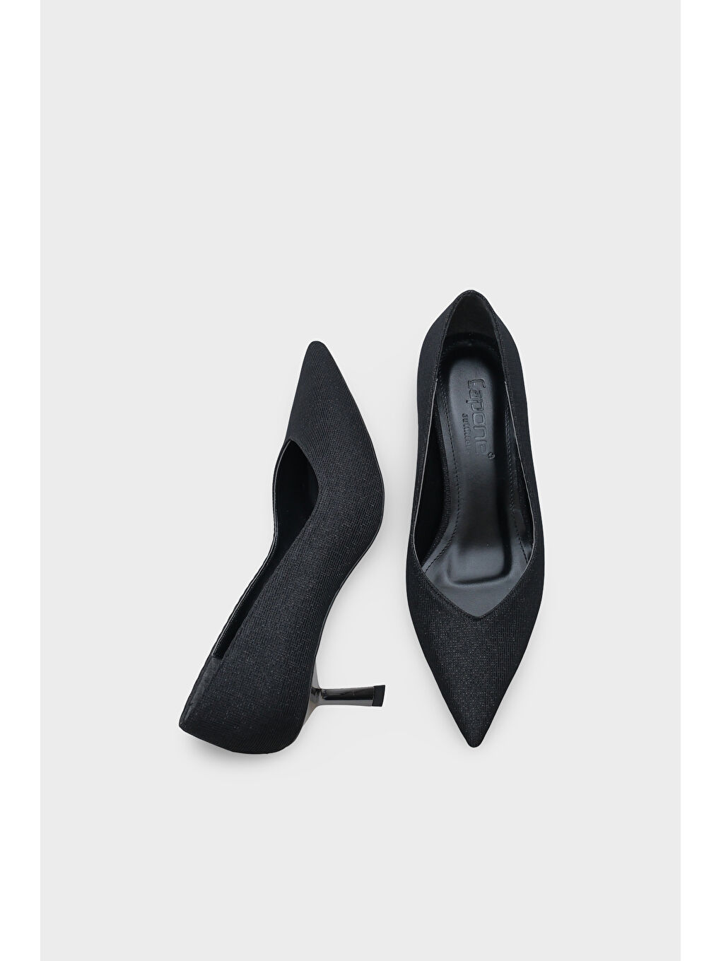 Siyah Malinda Orta Topuklu Metal Topuklu Kadın Stiletto-4