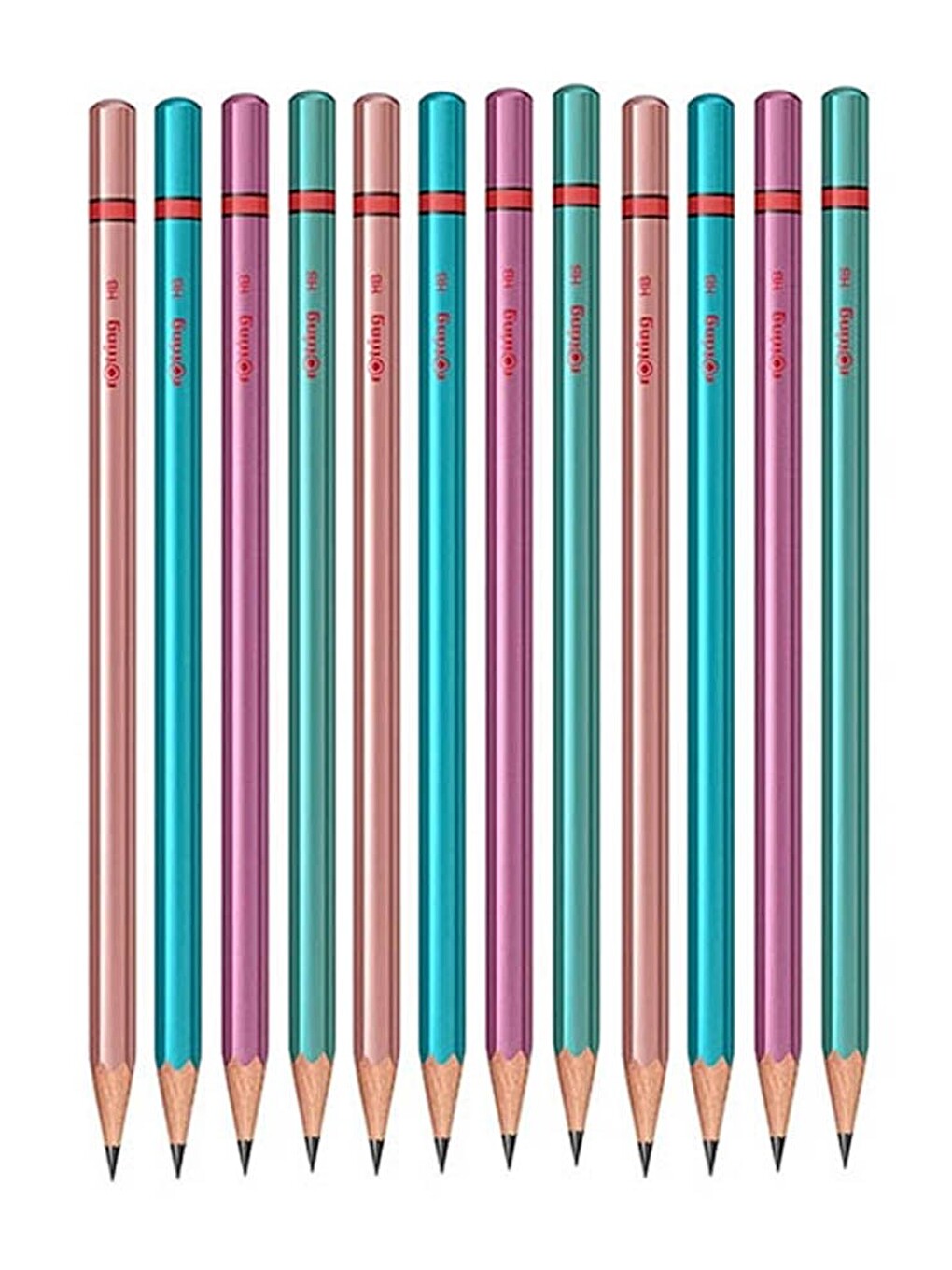 Rotring Metalik Kurşun Kalem 12 Li 1 Paket Siyah Renkli Kurşun Kalem 4 Renk Hb Kurşun Kalem