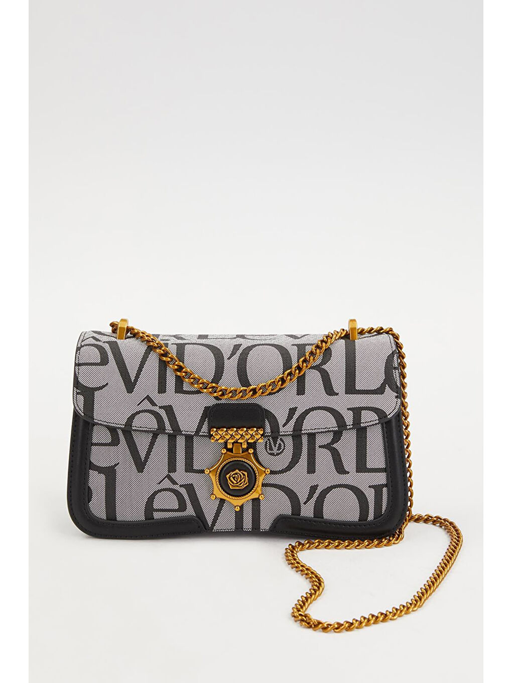 Çift Askılı Zincir Detay Sert Deri Çanta 930282 Siyah