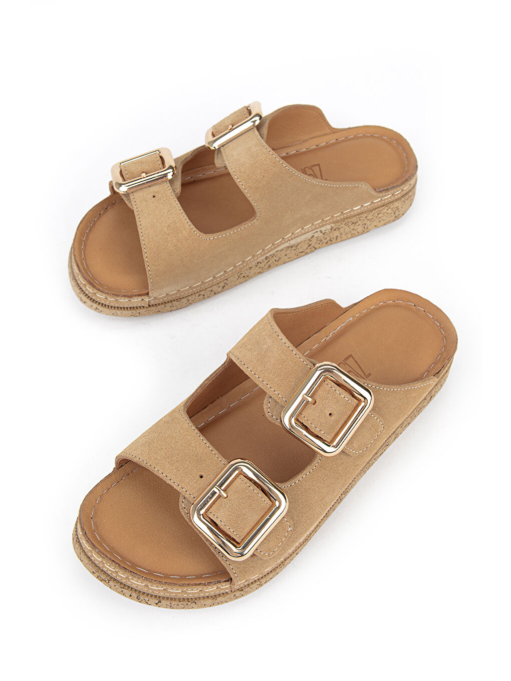 Bej Kadın Hakiki Deri Terlik 1611008ZM200 Ten-4