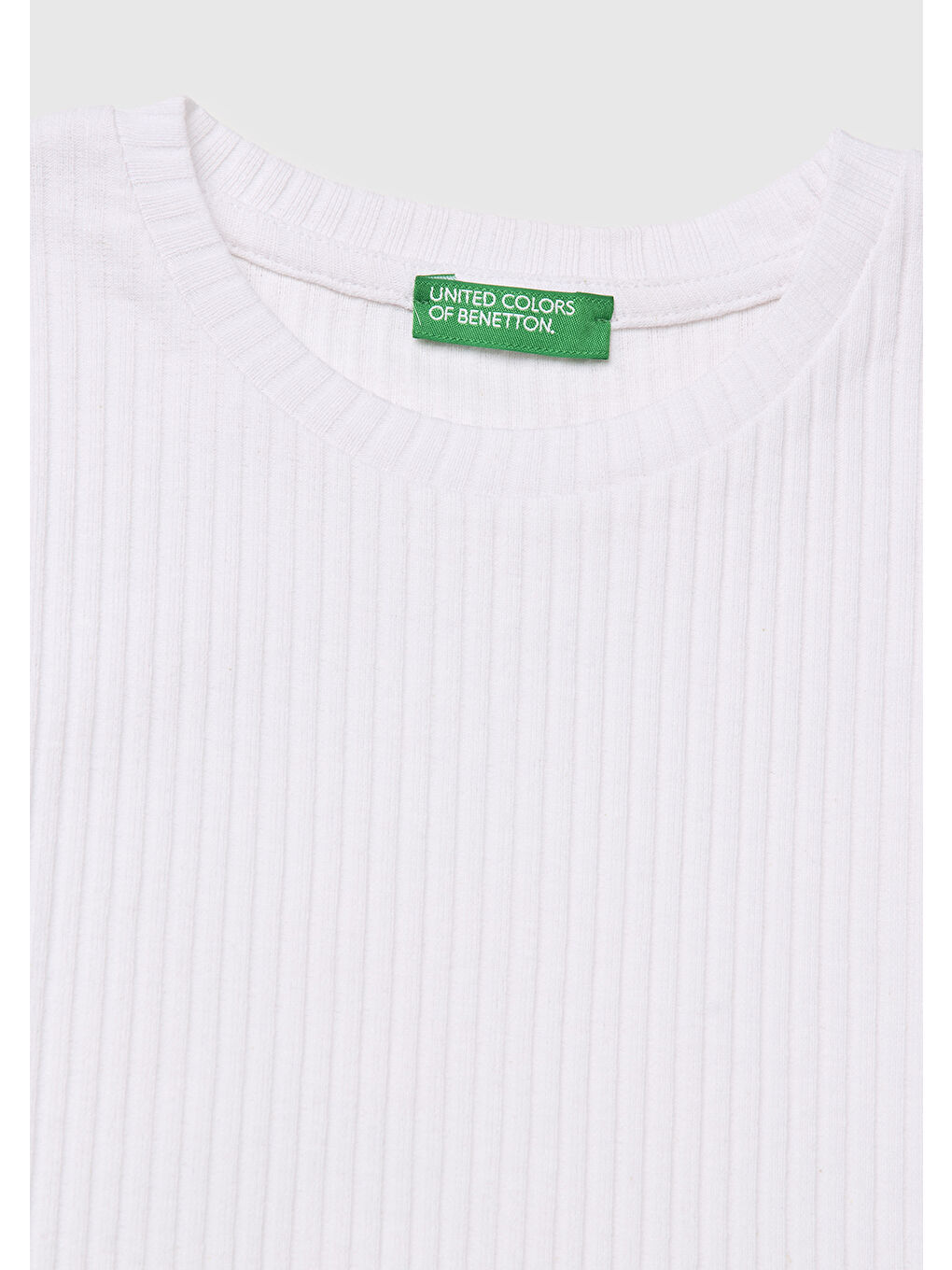 Kız Çocuk Beyaz Etek Ucu Fırfırlı Bisiklet Yaka Kısa Kollu T-Shirt-2