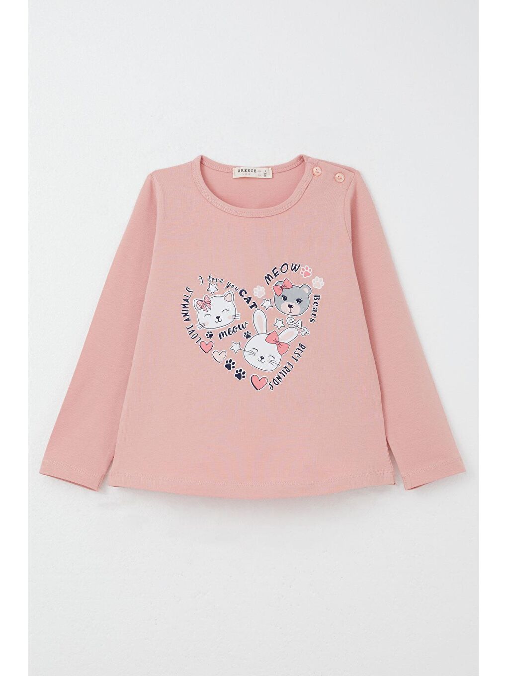 Pembe Kız Çocuk Taytlı Takım Sevgi Temalı Sevimli Hayvancıklar Baskılı Gülkurusu (1-3 Yaş)-1