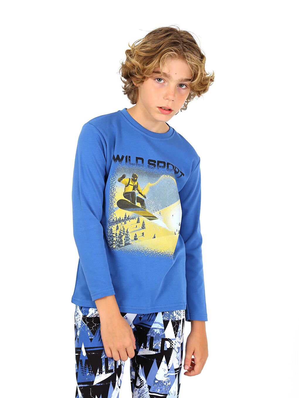 İndigo Uzun Kollu Erkek Çocuk Pijama Takımı Wıld Sport