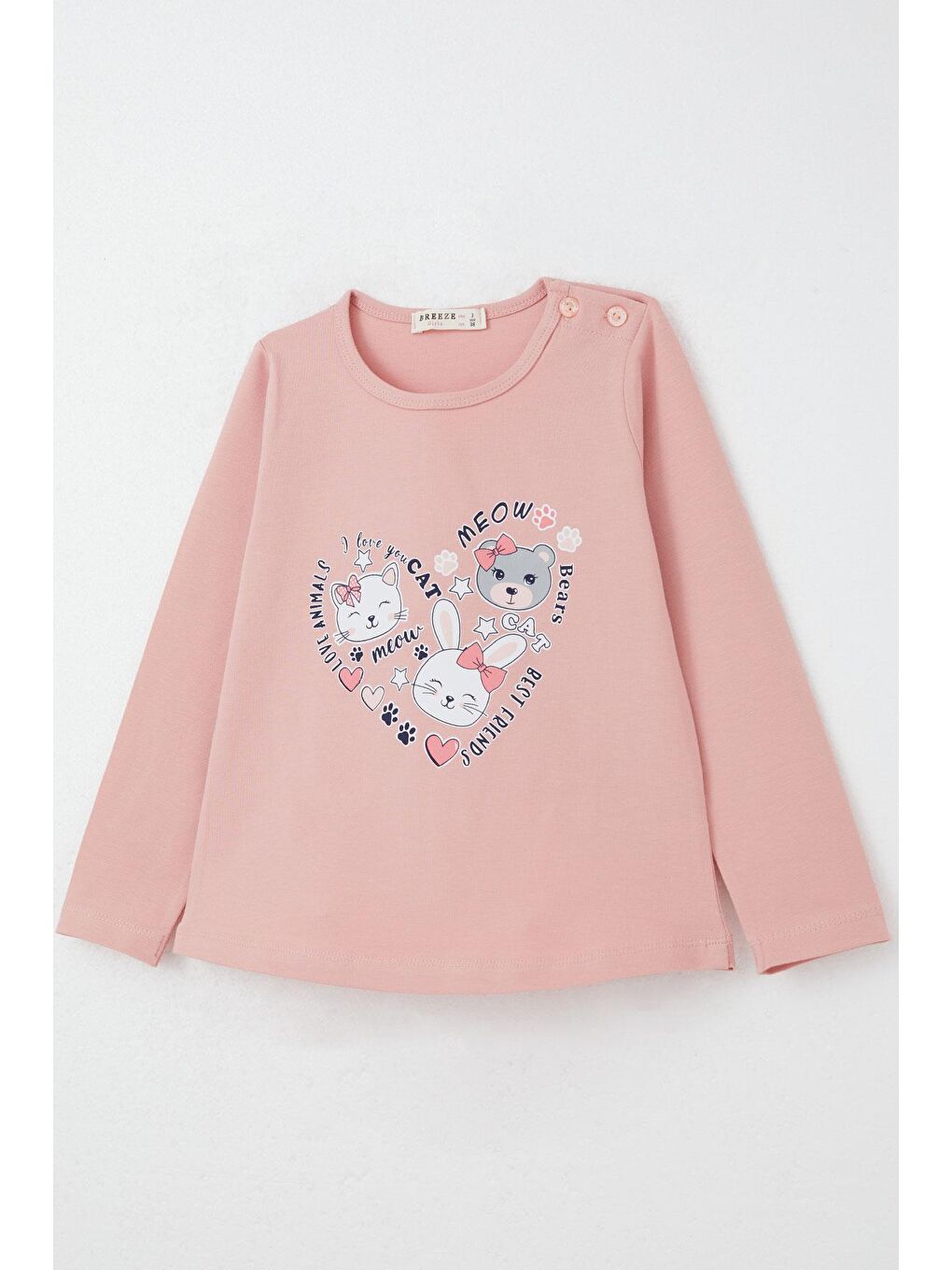 Pembe Kız Çocuk Taytlı Takım Sevgi Temalı Sevimli Hayvancıklar Baskılı Gülkurusu (1-3 Yaş)-5