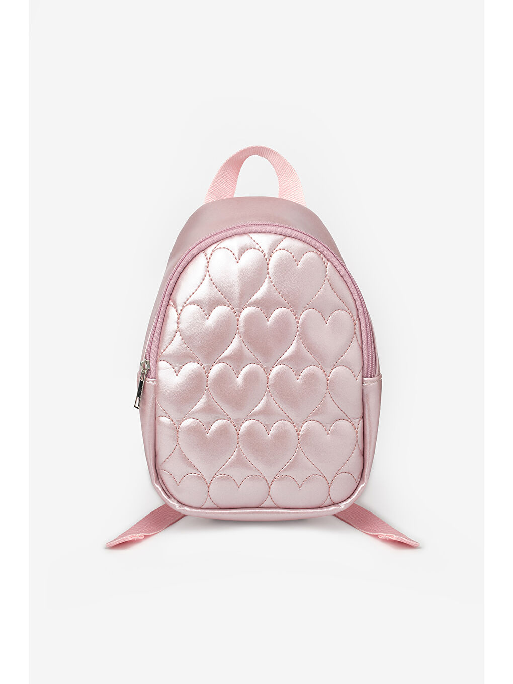 Pembe Pudra Kalp Desenli Kız Çocuk Sırt Çantası