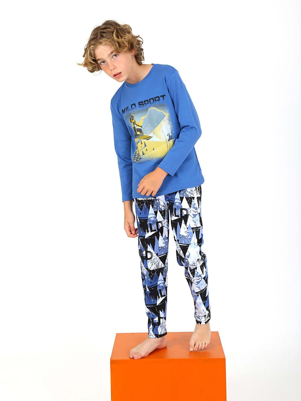 İndigo Uzun Kollu Erkek Çocuk Pijama Takımı Wıld Sport-2