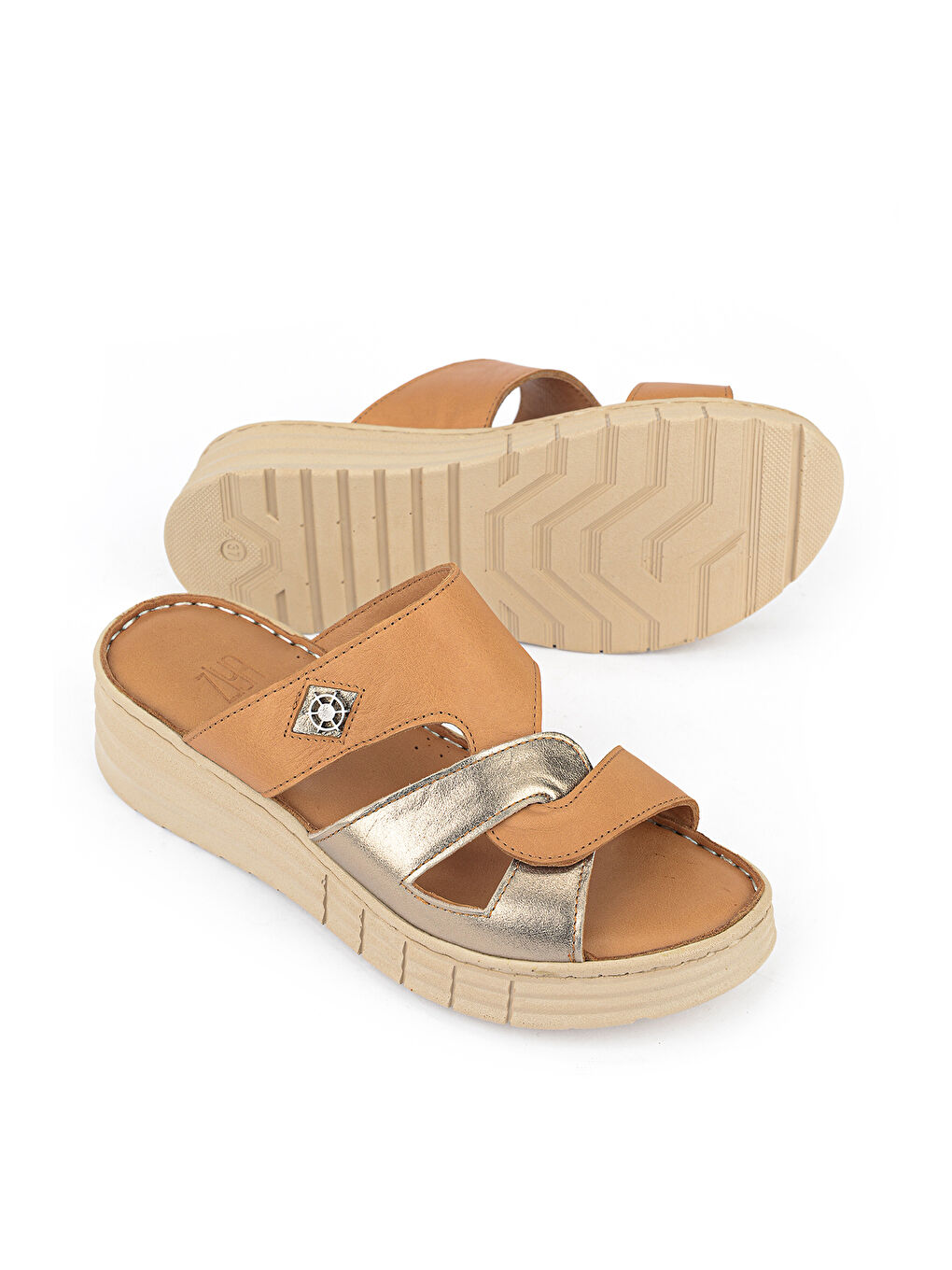 Kahverengi Kadın Hakiki Deri Konfor Terlik 1611008Z453 Taba-3