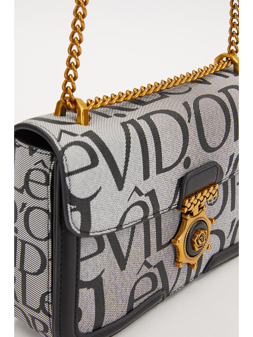 Çift Askılı Zincir Detay Sert Deri Çanta 930282 Siyah-1