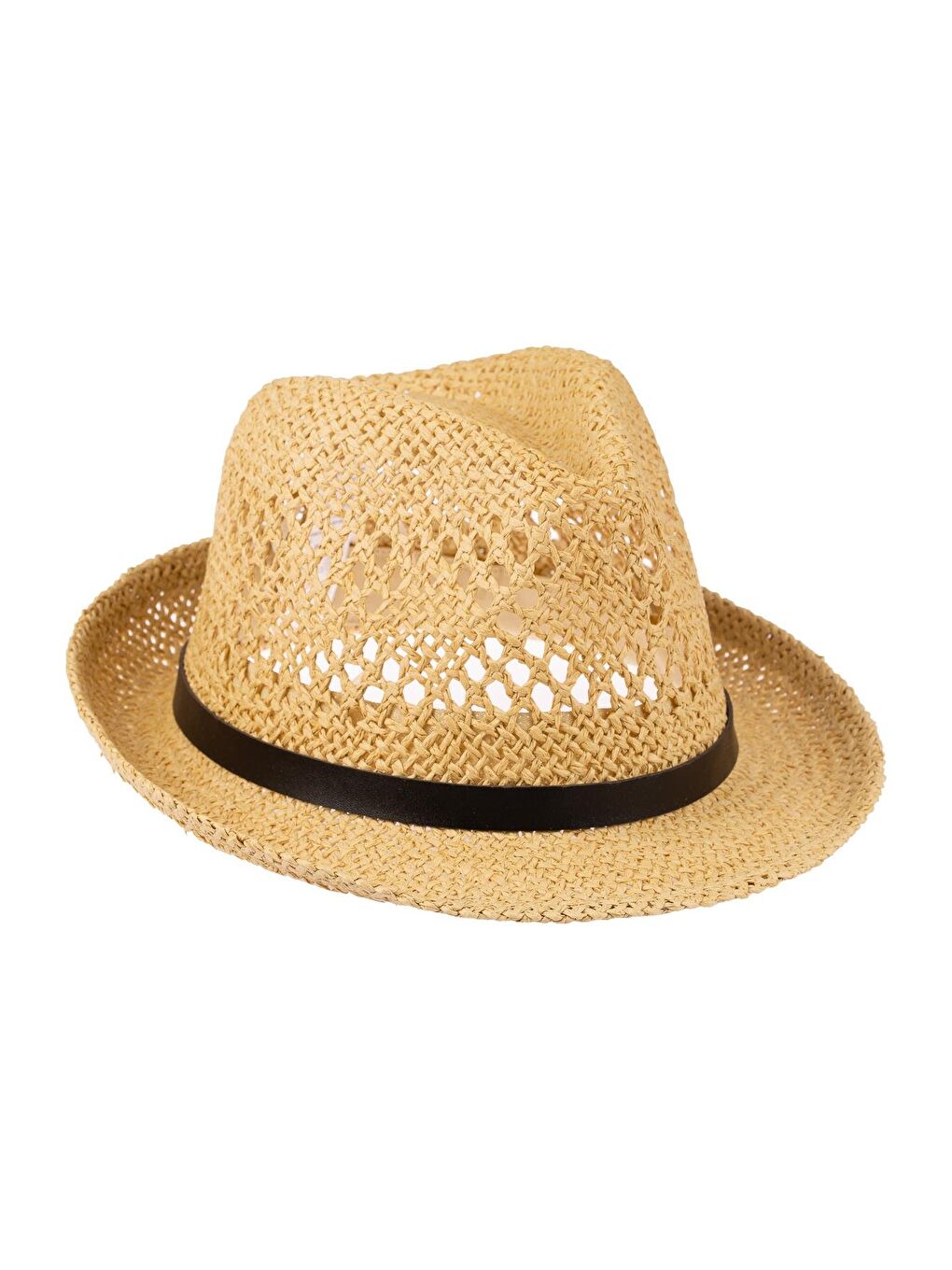 Bej Erkek Kemer Detaylı Hasır Fötr Şapka Y24750-09 Vizon-2