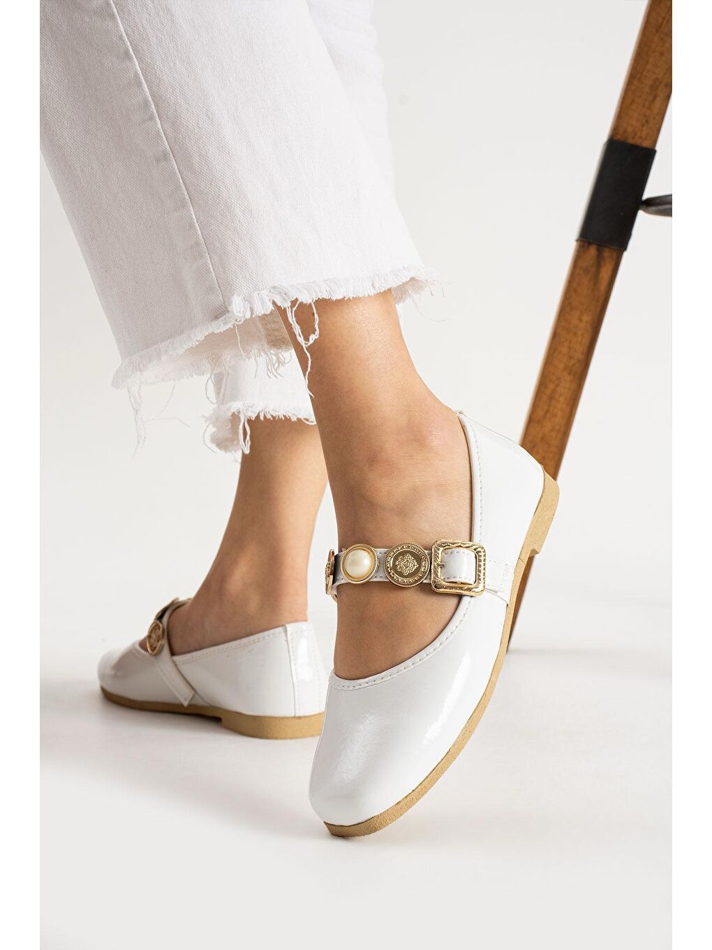 Beyaz STL-110 Turalı Babet Günlük Kadın Ayakkabı Ev Babeti-1