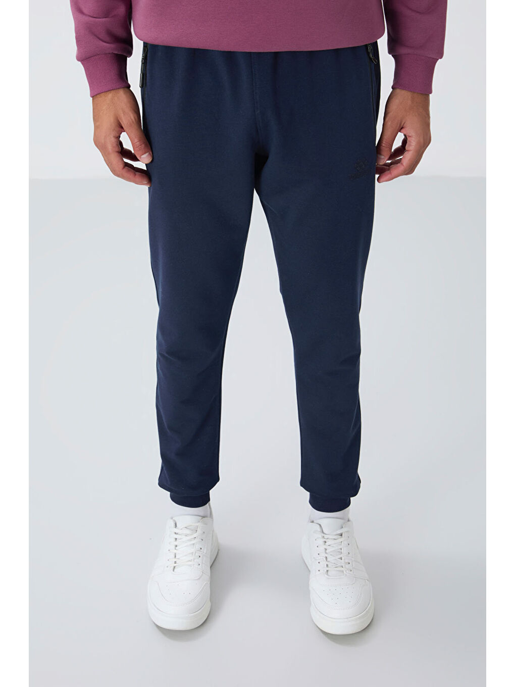 İndigo Fermuar Cepli Standart Kalıp Erkek Jogger Eşofman Altı- 84651