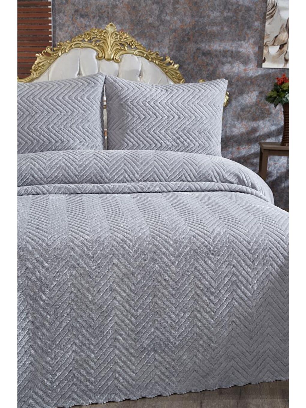 Ultrasonik Welsoft Çift Kişilik Yatak Örtüsü 230x250 Gri-1